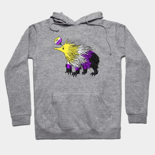 Non Binary Echidna with She/Her Pronouns Hoodie by manicgremlin